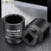 Tuýp đầu bông TUOSEN với 12 cạnh góc đầu 3/4 inch, đầu ổ cắm khí nén, cờ lê mở rộng Thép cacbon cao