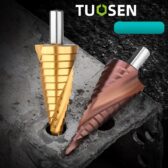 Mũi Khoan Tháp Bước Tuosen Rãnh Xoắn Thép HSS 4241 Mạ Titanium/Cobalt - Khoan Sắt Inox cỡ 4-32mm