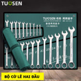 Bộ Cờ Lê Hai Đầu Tròng và Mở Tuosen Thép CR-V Bóng Gương Không Gỉ Sét Vặn Ốc tốt, Đủ Size Tiện Lợi