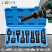 Bộ 8, 10 Đầu Khẩu Lục Giác Tuosen Chuẩn 1/2 Inch - Thép Carbon Siêu Cứng, Chống Gỉ, Đủ Size